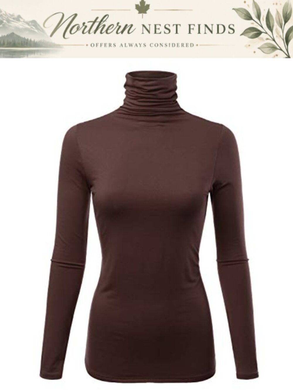 Women's Long Sleeve Turtleneck Pullover Sweater Lightweight Slim Fit Made in USA